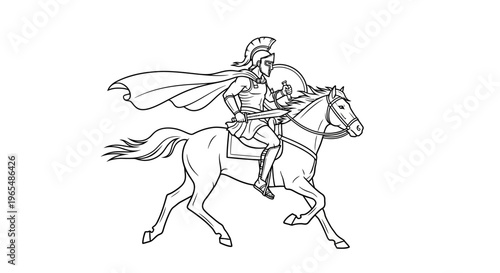 Warrior Riding Horse, Ancient Greek Soldier, Heroic Charge, Military Power, Classical Era