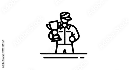Winner Holding Trophy Icon: Champion, Success, Achievement, Victory, Award, First Place