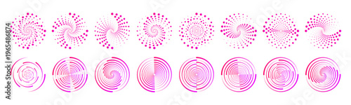 Abstract dotted circle pattern rotates smoothly. Halftone dot frame adds texture and modern aesthetic. Ideal for logos, tech, or sci-fi designs.
