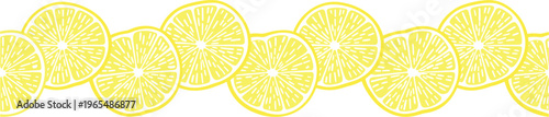 Lemon slice border vector design, citrus fruit pattern with fresh yellow slices decorative frame