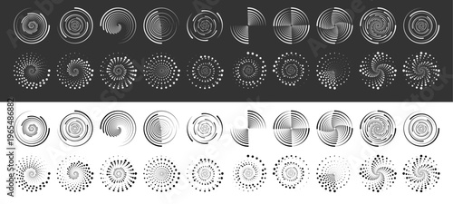 Dotted circle with dynamic spiral motion. Halftone dots create depth and futuristic energy. Ideal for abstract logos or tech backgrounds.
