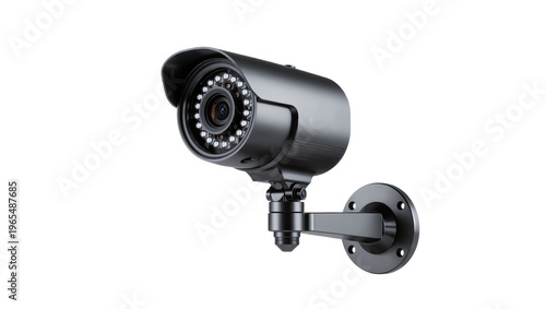Bild auf Leinwand Isolated modern black security camera for professional surveillance and home mon