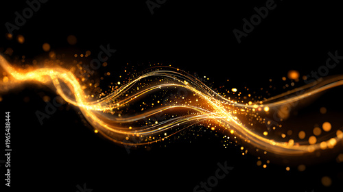 Canvas-taulu Golden Light Streaks Swirling on Black Background for Cinematic VFX Overlay