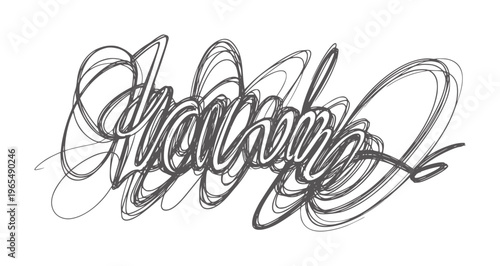 Dark gray scribbled abstract signature white