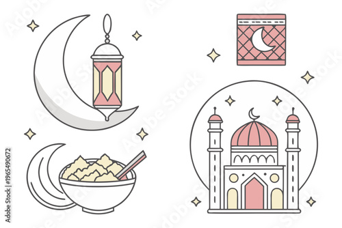 set of icons of bakery products