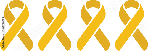 Gold Awareness Ribbon Icon Set Representing Support Hope Cancer Awareness Campaign Solidarity Symbols for Healthcare Charity Advocacy and Social Causes