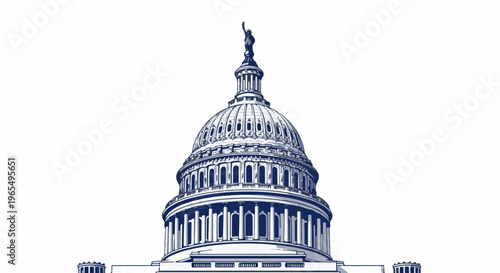 A detailed sketch of a grand domed building with a statue atop the dome