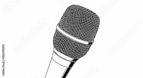 A close-up, high-contrast illustration of a microphone head and part of its stem