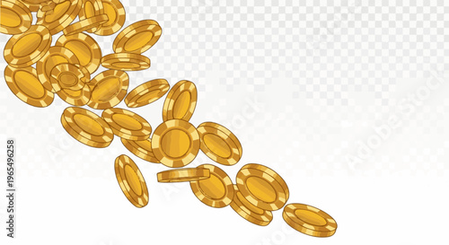 A pile of golden casino chips cascade down