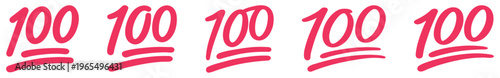 Hundred points emoji icon vector. 100 score symbol, red handwritten underline, hundred mark, rating score sign, approval symbol, perfect score icon set. vector illustration
