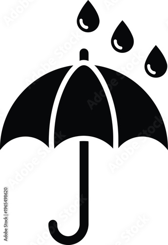 Black umbrella with raindrops white