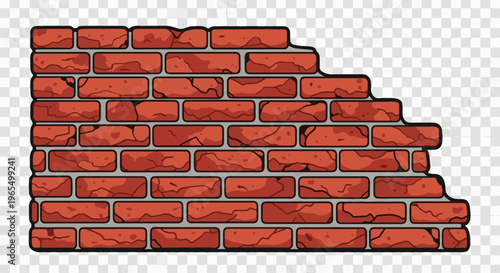 Red brick wall section with chipped upper right corner, detailed texture