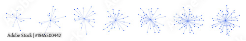 Fotografie Radial lines with dots in burst pattern, circular network graph, connection nodes