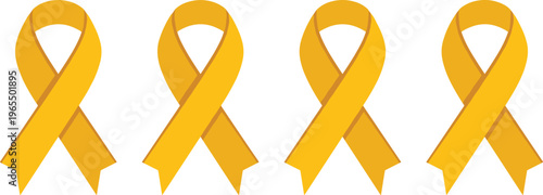 Yellow Awareness Ribbon Set Symbolizing Support Hope Cancer Awareness Suicide Prevention and Solidarity Campaign Icons for Health and Social Causes