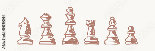 Chess pieces hand drawn collection
