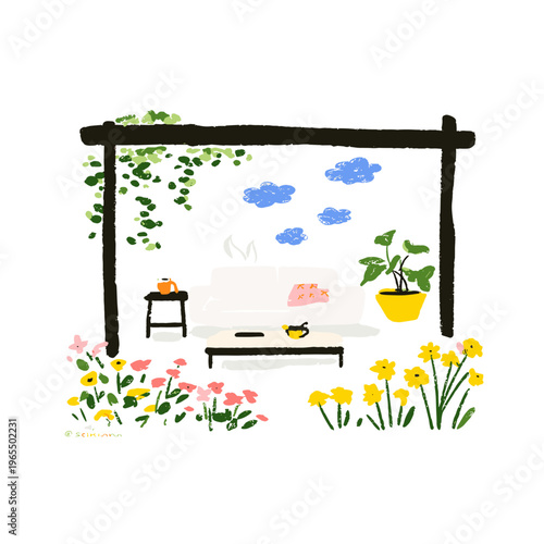 Minimalist Patio with Refreshing Overhead Misting System