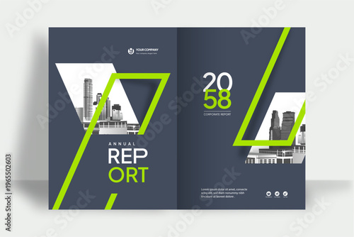 Business Report Cover Template – Green Geometric Layout (A4)