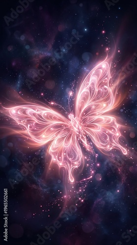 Elegant butterfly glows in cosmic hues