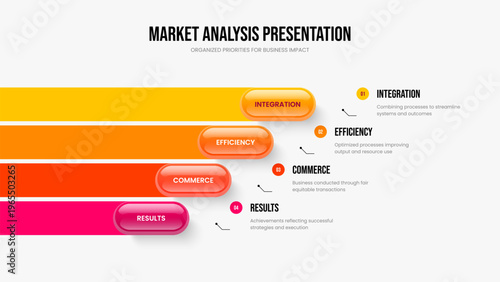 Visual Overview Slideshow Design Vector Illustration. Sales Report Four Element Diagram Frame Layout. Professional Portfolio 4 Step Infographic Slide Template.