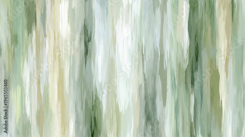 Abstract Vertical Texture Background White Base with Olive Green and Gray Watercolor Streaks
