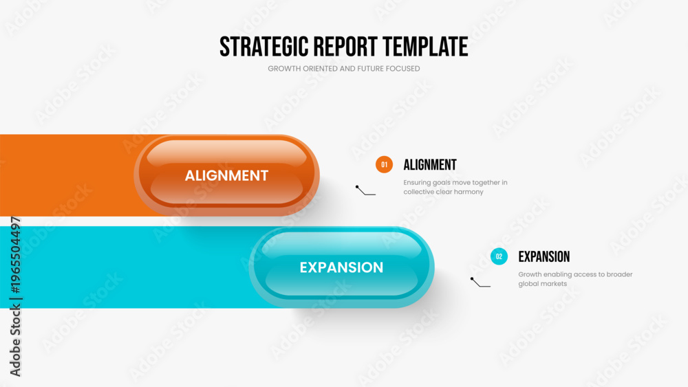 Fototapeta premium Project Analysis 2 Step Infographic Frame Layout. Digital Plan Slide Template Vector Illustration. Enterprise Insight Two Option Diagram Slideshow Design.