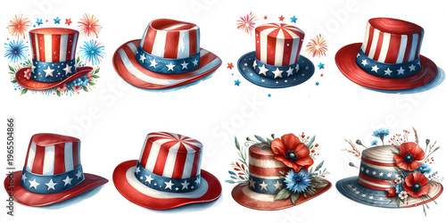 Patriotic 4th of July Hat Clipart Bundle