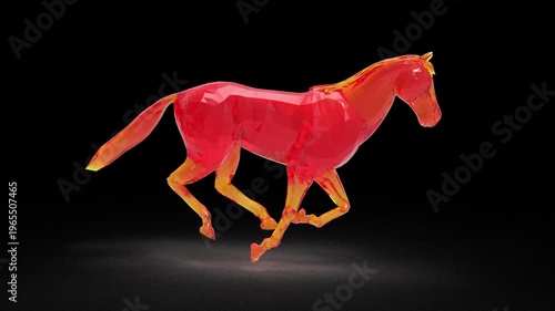 Wallpaper Mural 3D Animation Red Glass Horse Galloping, Translucent Equine, Glowing Transparent Background, Loop, Alpha Channel Torontodigital.ca