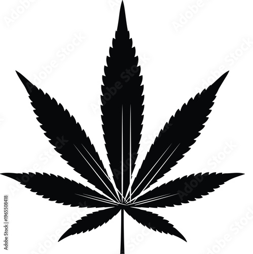 Cannabis leaf silhouette, marijuana plant icon, hemp symbol illustration, medical cannabis graphic, herbal design, weed emblem, botanical concept