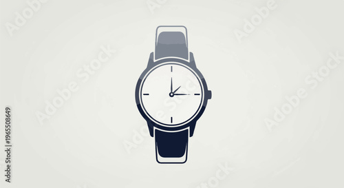 Stylized illustration of a wristwatch with a dark blue outline on a white textured background