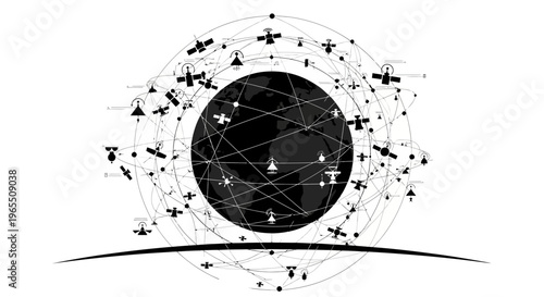 Black Circle with Lines and Dots.