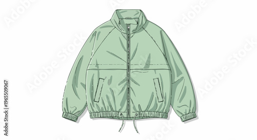 Light green athletic jacket with zip closure and drawstrings
