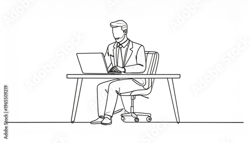 Entrepreneur Working on Laptop Vector Illustration