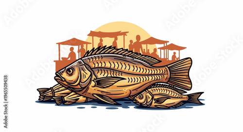 Dried fish for sale at an outdoor market