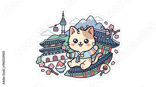 Cute Cat Enjoys a Day in South Korea's Cultural Landmarks