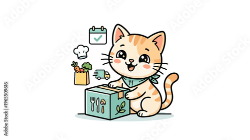 Cute Cat Delivers Healthy Food Order
