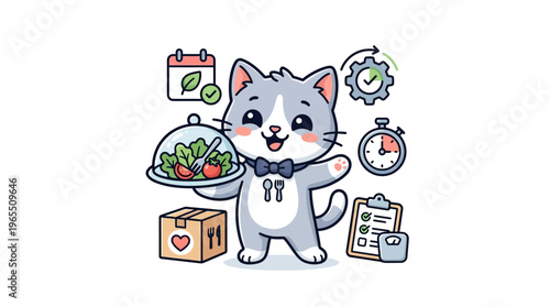 Charming Cat Delivering Healthy Food and Services