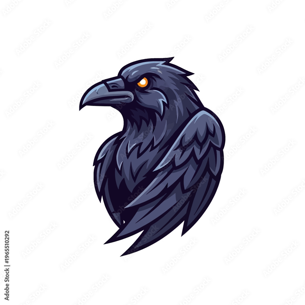 Fototapeta premium Black Crow Bird Closeup Portrait.