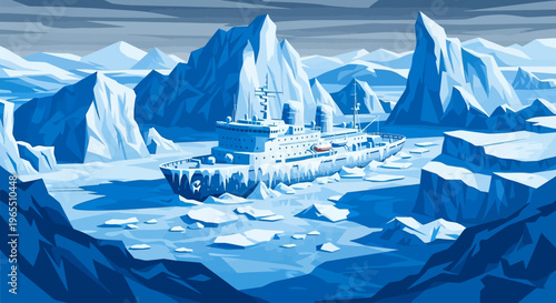 Large Iceberg in the Ocean Water.