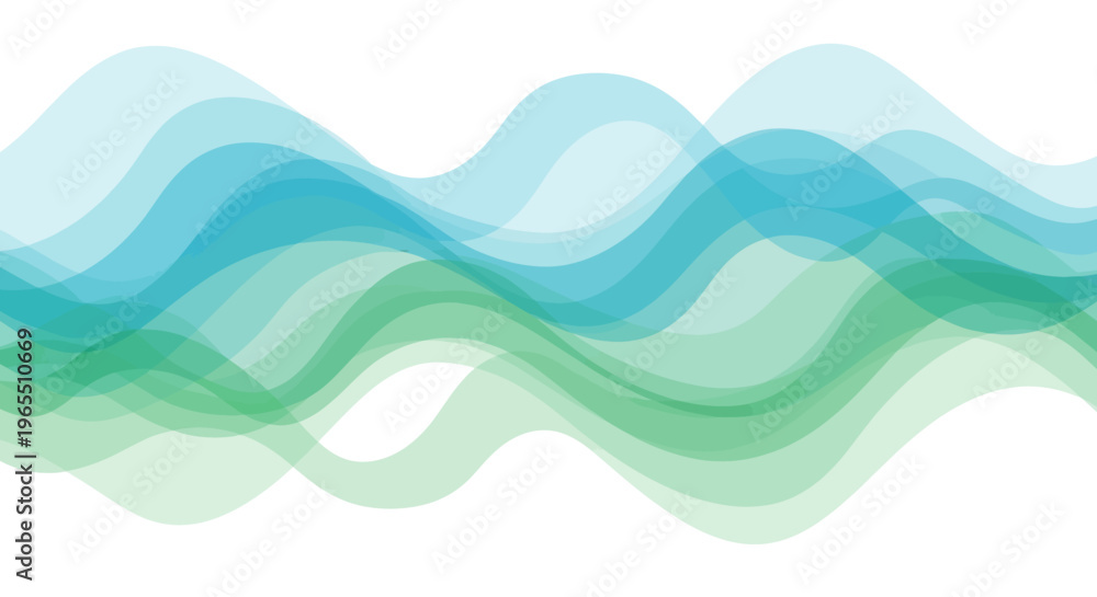 Fototapeta premium Wavy lines in blue green hues.