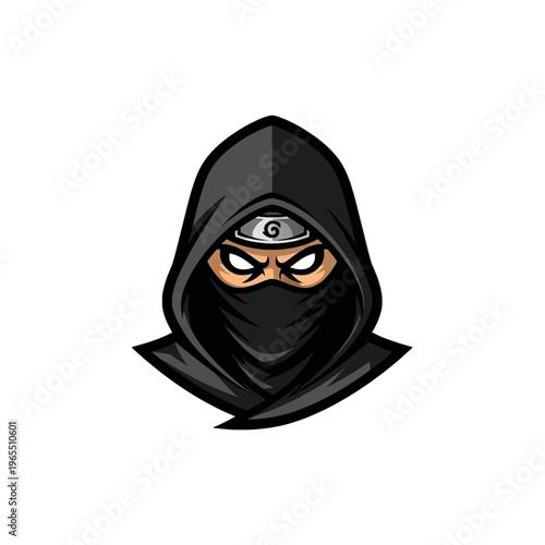 Cartoon Ninja Head Illustration.