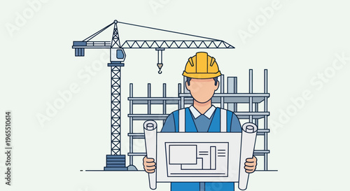 Construction worker in yellow hard hat.