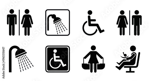 Restroom and toilet symbols icons.