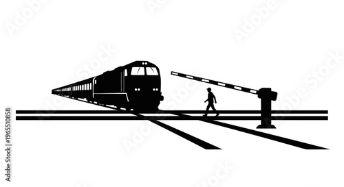 Train on railroad tracks moving.