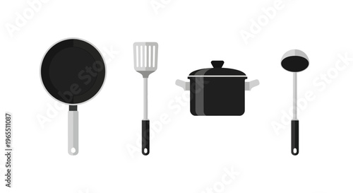 Cooking utensils and pots pans.
