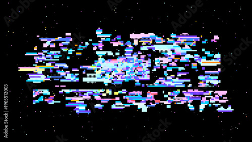 Futuristic glitch vector showing digital transformation, data visualization mood and red pink highlights for modern tech design. Ideal for tech branding, UI, and sci-fi graphics.