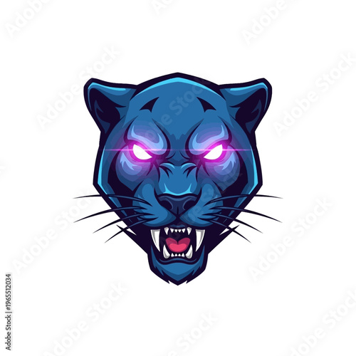 Glowing Panther Head Illustration.