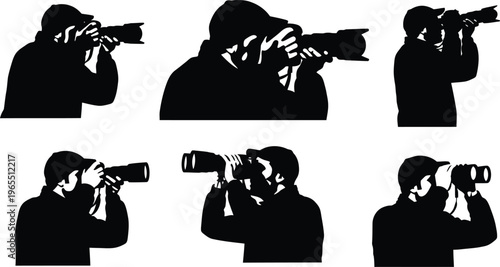 Silhouette Photographers Taking Pictures with Cameras