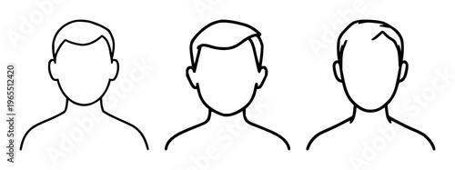 User profile avatar icon set with simple round silhouettes and monogram initials featuring user, icon, avatar with vector graphics and illustration