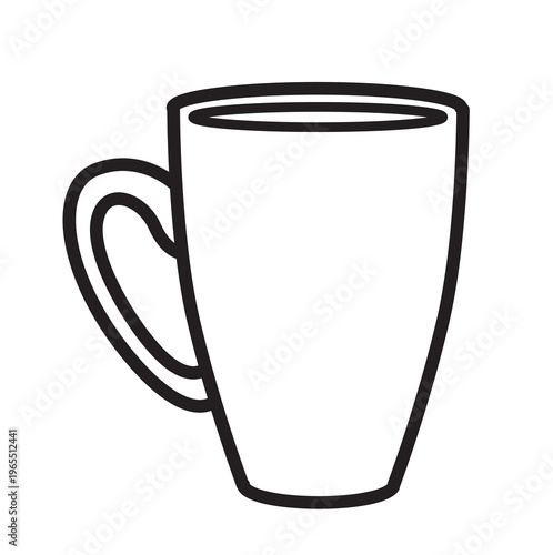 Tall clay cup line art illustration on white background