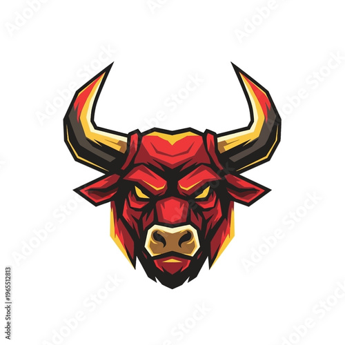 Red Angry Bull Head Logo.
